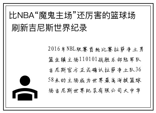 比NBA“魔鬼主场”还厉害的篮球场  刷新吉尼斯世界纪录